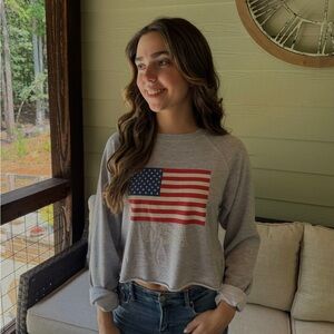 Gray USA Flag Sweatshirt